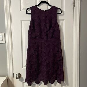 Loft Burgundy Cocktail Dress - Flower Lace and circle trims